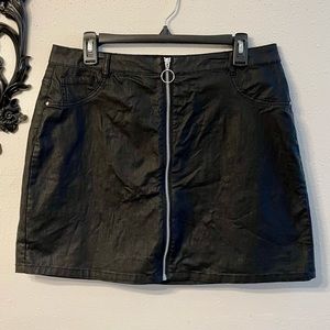 EUC Wet Look Black Mini Skirt